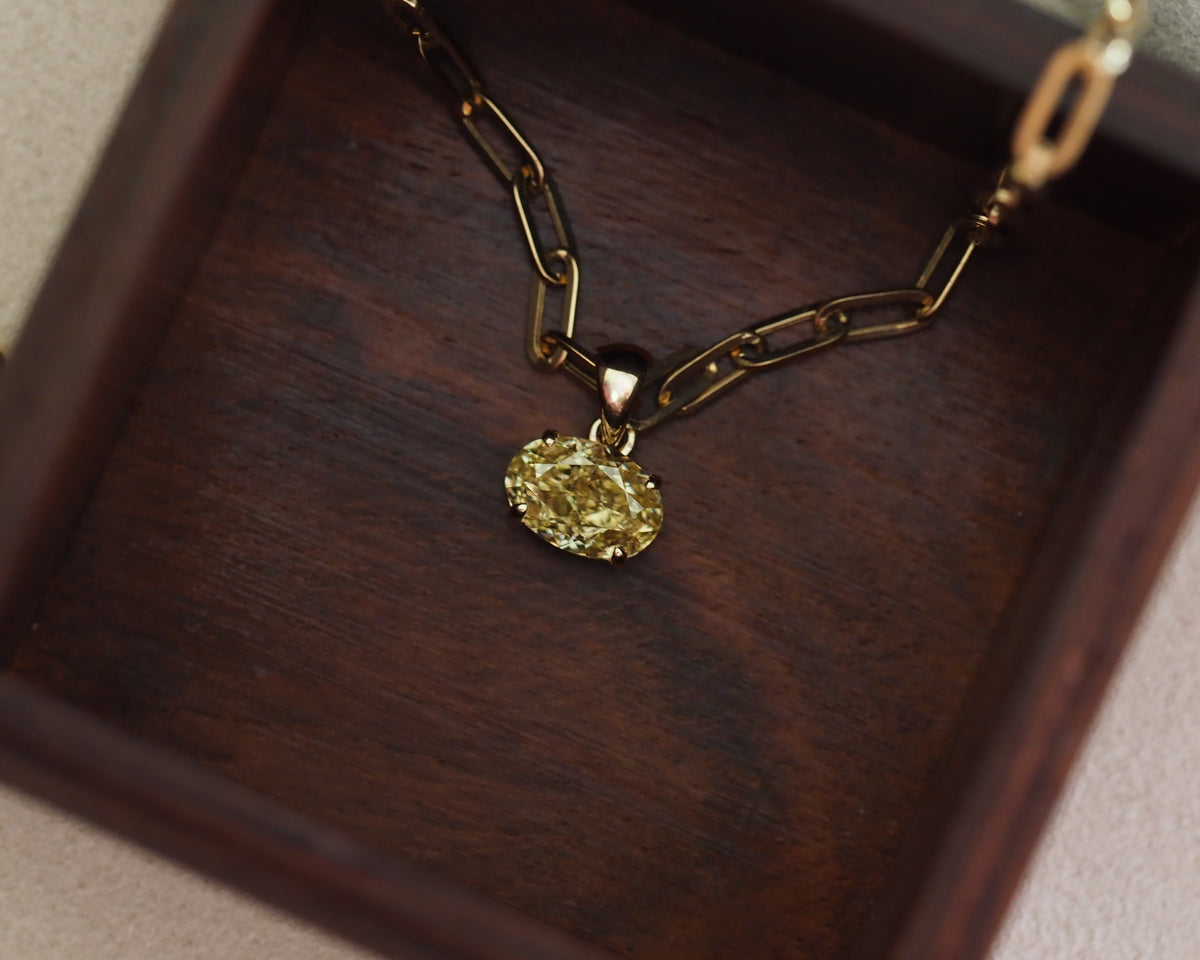 Margret Oval Lab Grown Yellow Diamond Pendant