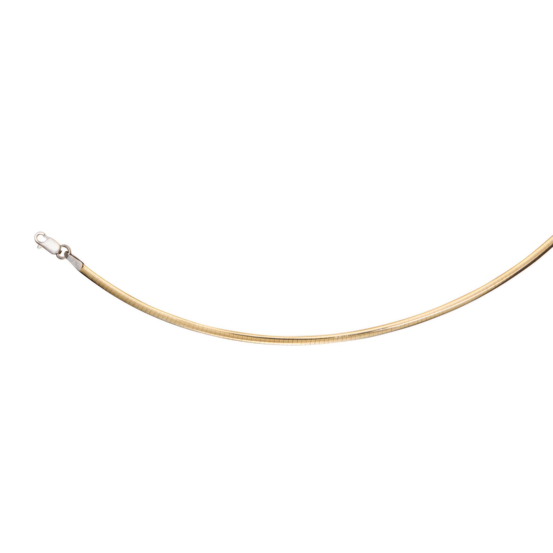 Class Two Tone Flat Omega Necklace with clasp in front of a white background