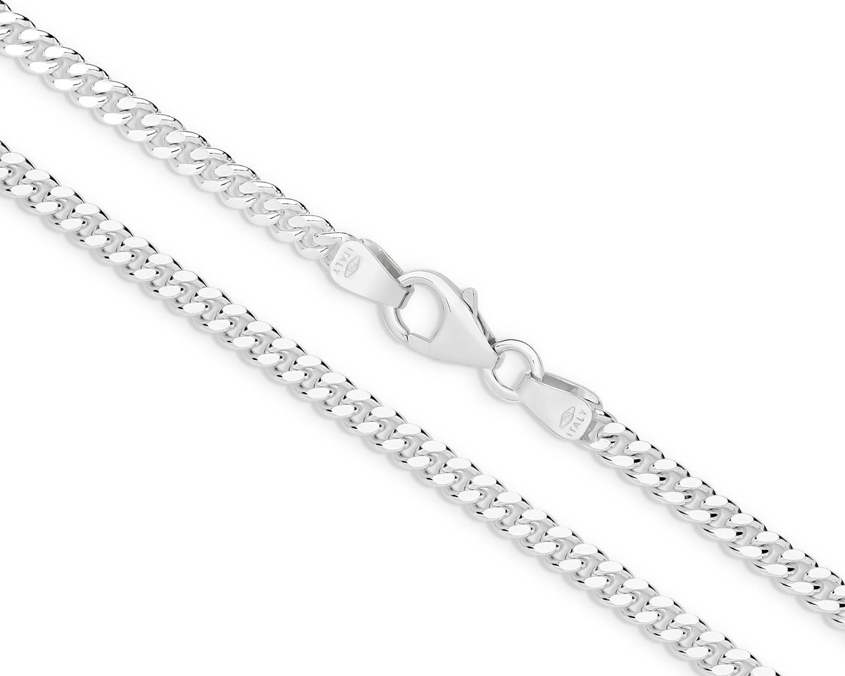 Silver chain necklace on a white background