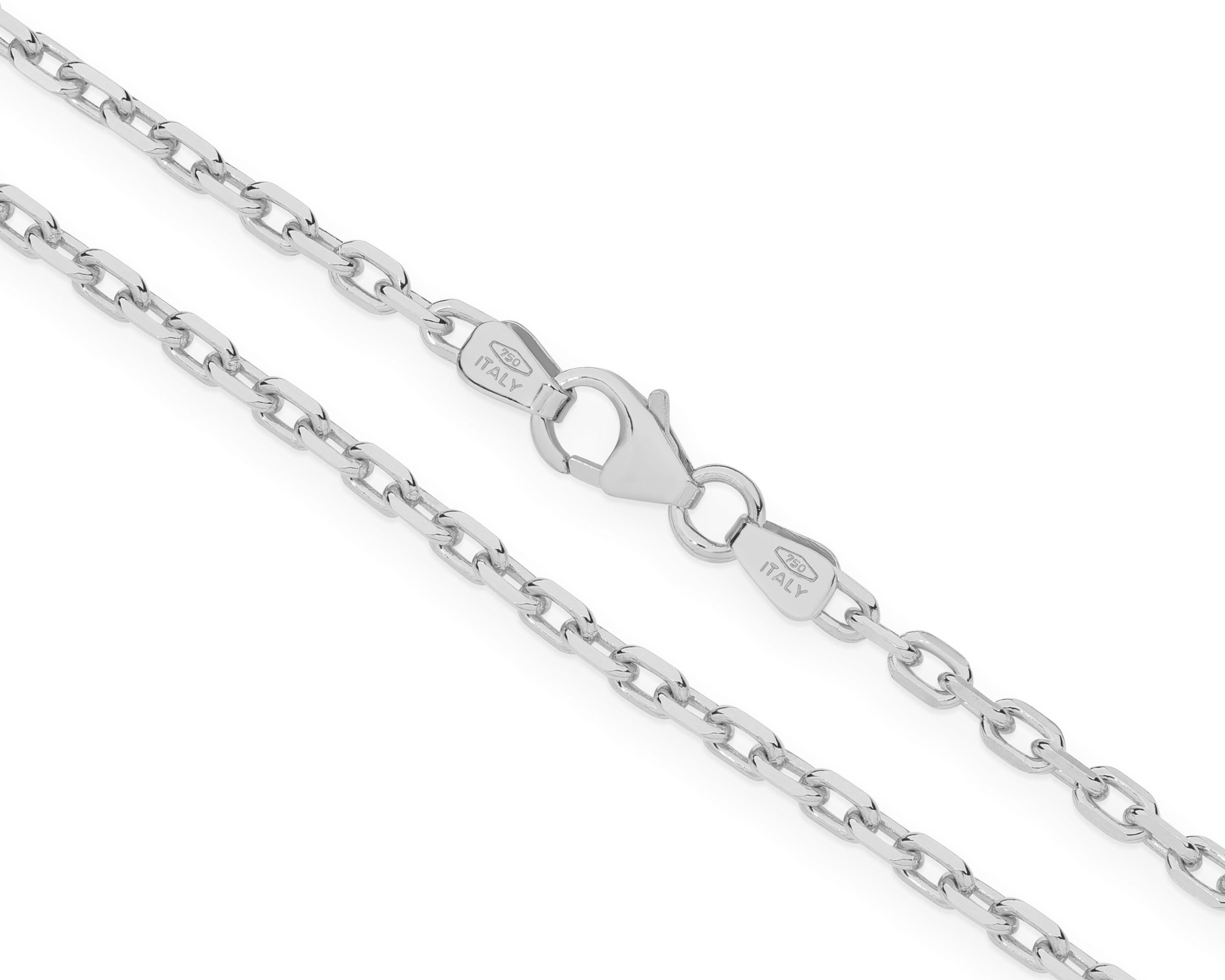 White gold chain necklace on a white background