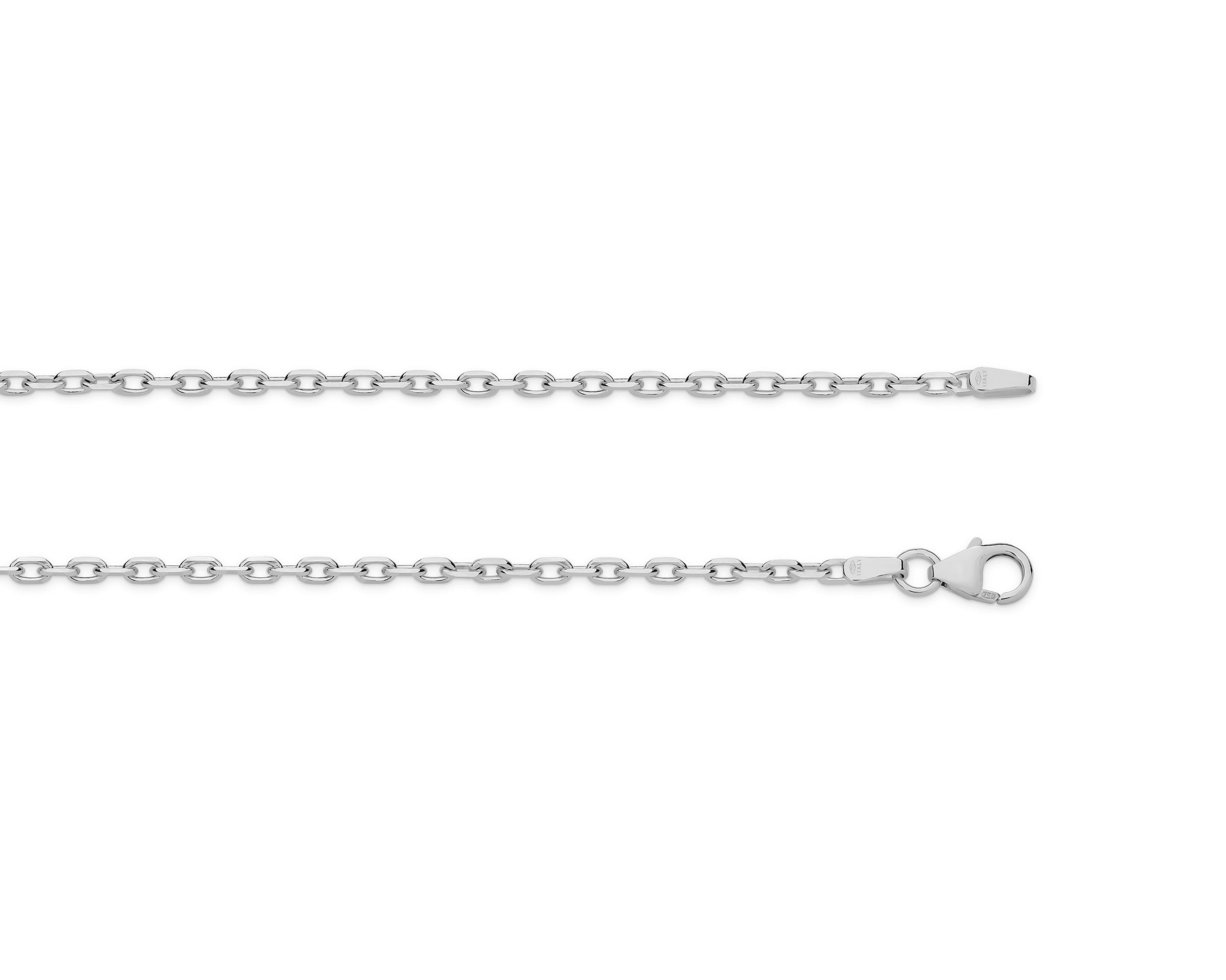 White gold chain necklace on a white background