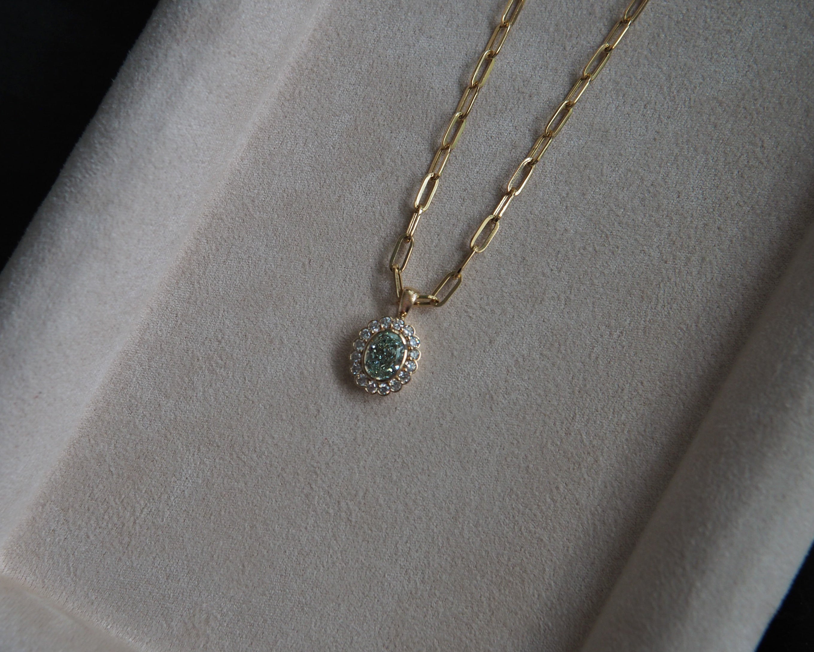 Mina Oval Lab Grown Green Diamond Pendant