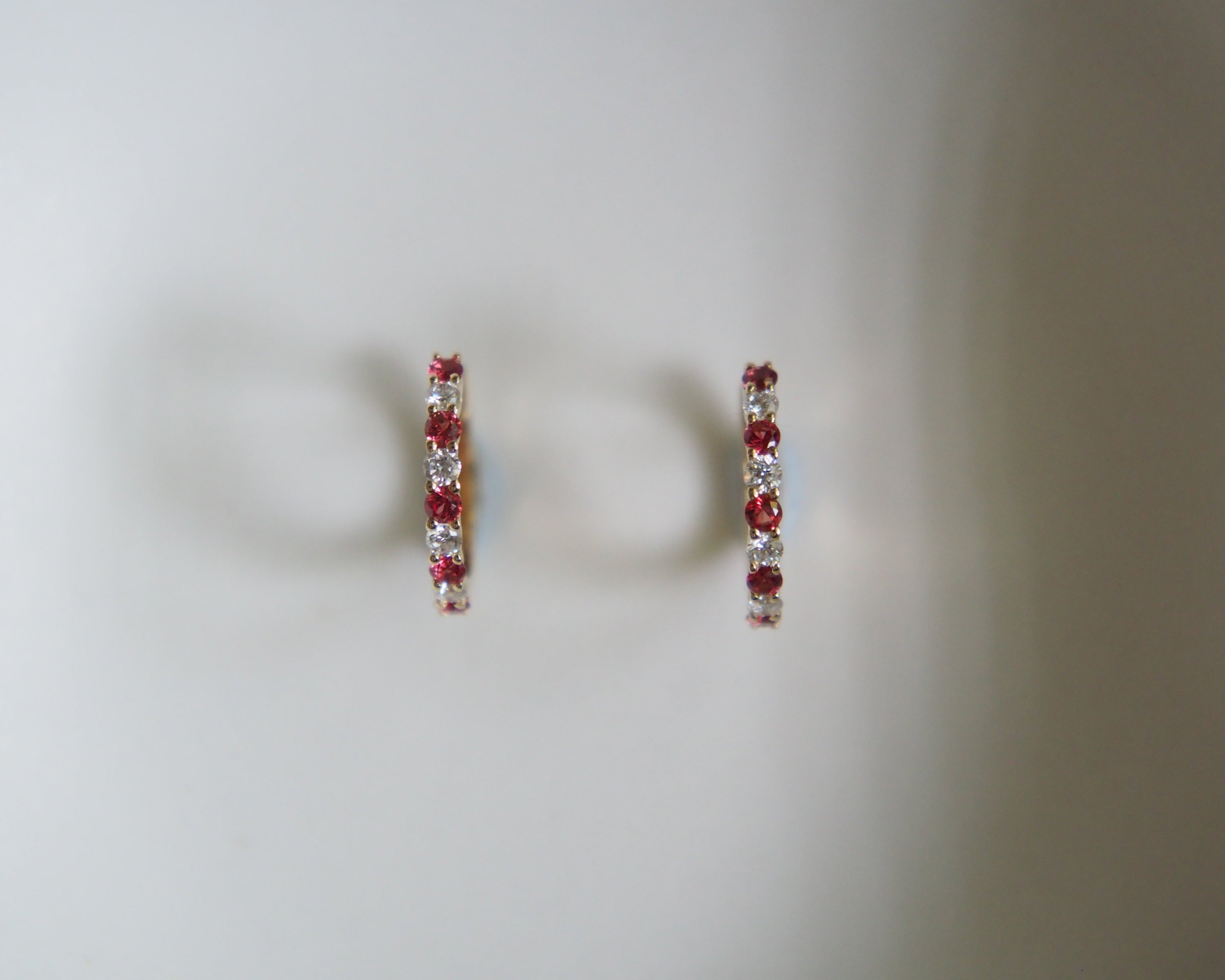 Classic Natural Spinel and Lab Grown Diamond Hoops