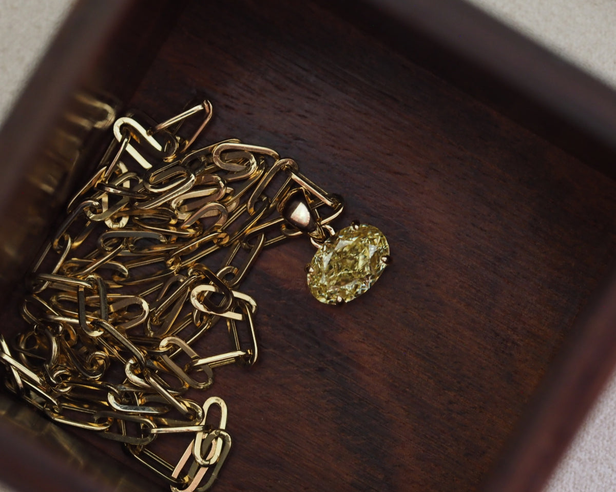 Margret Oval Lab Grown Yellow Diamond Pendant